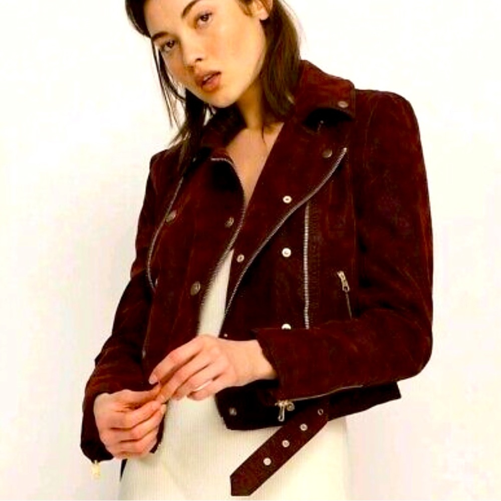 FREE PEOPLE Mulberry Vegan Leather Military Button Moto Jacket Size XS~NEW